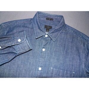 J.Crew Long Sleeved Slim Fit Dark Blue Denim Button Up Shirt Men's Medium